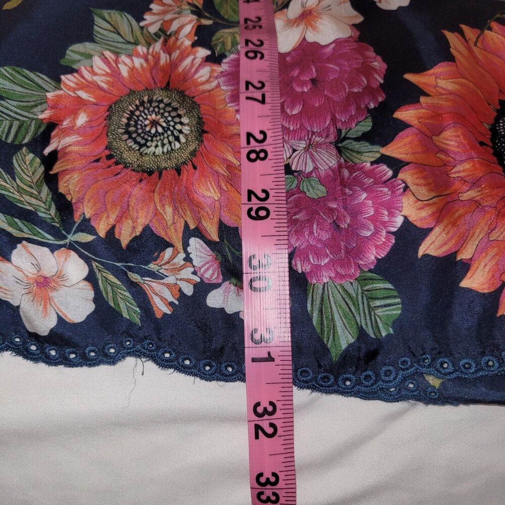 Johnny Was Navy Hot Pink Floral SILK Kimono Blouse - Picture 13 of 13